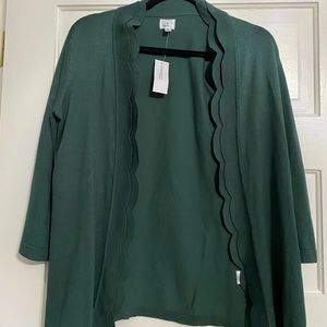 Deep Green Scalloped 3/4 Sleeve Cardigan 💚